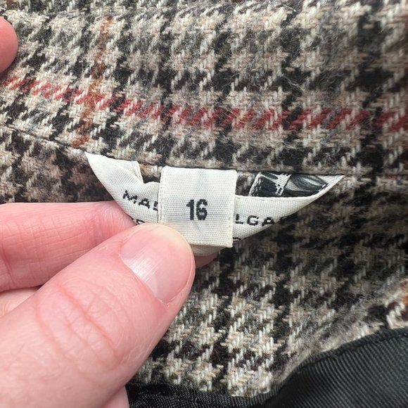 Vintage Oversized Double Breasted Houndstooth Plaid Wool Knit Blazer Jacket Coat - Picture 5 of 7